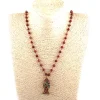 bijoux tribaux bohèmes pour femmes, chapelet de charbon semi fier, pendentif poisson jo4 cm, collier ethnique, mode, 6mm