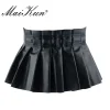 robe plissée pansement larges ceintures pour femmes faux cuir ceinture élastique élégant feuille de lotus taille haute ceinture ceinture femme