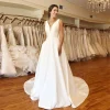 Personnalisé automne robes Novias Boda Robe de mariée Satin robes de mariée pure Robe Hochzeitskleid Bestidos Para bodas Sexy ivoire