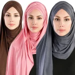Hijab musulman instantané en coton uni doux pour femme, écharpe en jersey, châles et enveloppes, écharpe de sauna prête à porter, nouveau, 2023