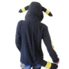 brillant femmes hommes sweat à capuche zippé avec oreilles queues cosplay costume veste à capuche manteau vêtements d'extérieur sweat à capuche