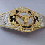 Boucle de ceinture occidentale pour chevaux de course et taureau Cowboy, argent et or, largeur appropriée de 4cm