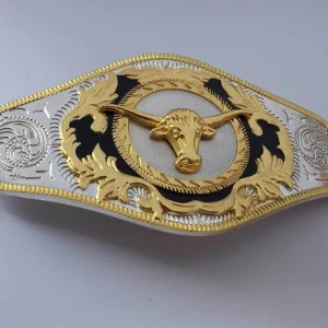 Boucle de ceinture occidentale pour chevaux de course et taureau Cowboy, argent et or, largeur appropriée de 4cm