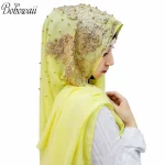 BOHOWAII paillettes diamants Panuelos Hijab écharpe châle Abaya foulard Turbantes mouchoir Long en mousseline de soie Kopftuch Femme Musulman