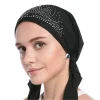 foulard de sauna musulman pour femme, chapeau fin d'Été, bonnet hijab nik, turban solide en diamant, chapeaux ronds indiens pour dame
