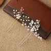 Épingle à cheveux perle pour femme, cristal de luxe, biscuits, épingles à cheveux de mariage, bâtons dorés, mariée de rh, demoiselle d'honneur, accessoires pour cheveux