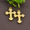 pendentif croix en strass, embellissement utilisé pour la décoration artisanale, 32mm x 22mm, 10 pièces/lot, couleur or ou argent kd437