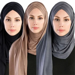 Foulard hijab instantané en jersey pour femmes, prêt à porter, casquette et foulard deux en un, 2020