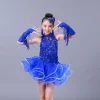 robe de danse latine à franges et paillettes pour filles, salsa cha cha samba tango, robes de danse de salle de bal pour enfants, frange professionnelle