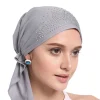 Foulard de Sauna Musulman pour Femme, Chapeau Fin d&rsquo;Été, Bonnet Hijab Nik, Turban Solide en Diamant, Chapeaux Ronds Indiens pour Dame