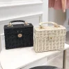sac messager en paille tissé à la main pour femme, sac à main en rotin noir, boîte carrée d'été, plage, initié, dame, nouveau
