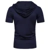 t shirt à capuche hommes 2025 nouveau manches courtes streetwear col rond hommes t shirts été décontracté coupe ajustée à capuche t shirt homme top t shirts