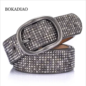 BOKADIAO femmes ceinture mode Punk boucle ardillon Vintage Rivets luxe dame Original ceintures en cuir pour femmes jean ceinture femme