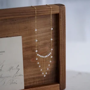 Collier à pampilles en argent 925, fait à la main, rempli d&rsquo;or, pendentifs en perles naturelles, Kolye, ras du cou, bijoux pour femmes