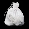 pochette de mariage en satin blanc pour patients, sac d'argent à fleurs, poudres de poignet de proximité, sac à main de ix, accessoires de mariage pour demoiselle d'honneur