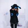 brillant femmes hommes sweat à capuche zippé avec oreilles queues cosplay costume veste à capuche manteau vêtements d'extérieur sweat à capuche