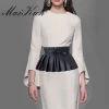 robe plissée pansement larges ceintures pour femmes faux cuir ceinture élastique élégant feuille de lotus taille haute ceinture ceinture femme