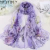 Femmes mode mousseline de soie Georgette foulard en soie pour musulman Hijab pivoine fleur Bandana été plage Sarong écharpe et châle HY30