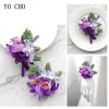 Balance CHO-Bracelet Boutonnière de Mariage pour Homme, Fournitures de Demoiselle d&rsquo;Honneur, Corsage Violet, Orchidée Injtrash, Bal de Mariage