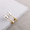 boucles d'oreilles Élégantes en forme de goutte d'eau pour femme, simple, réinitialisation, pendentif, perle simulée, géométrique, non percé, bijoux de mariage