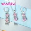 ensemble de bijoux en argent sterling 925 véritable pour femmes et filles, brillant cristal autrichien, pendentif chat mignon, collier, boucle d'oreille huggie