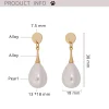 boucles d'oreilles Élégantes en forme de goutte d'eau pour femme, simple, réinitialisation, pendentif, perle simulée, géométrique, non percé, bijoux de mariage