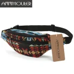 Annmouler nouvelles femmes Fanny Pack 8 couleurs tissu taille Packs Style bohème taille sac 2 poches taille ceinture sac voyage téléphone pochette