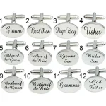 Lèvent de manchette de mariage, vente en gros et au détail, 12 modèles en option, document argenté, matériel en cuivre, design de marié à la mode