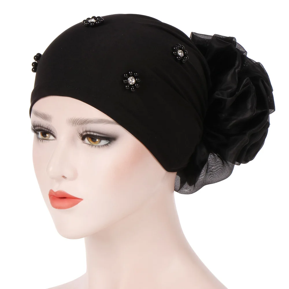 hijab musulman à couverture complète pour femmes, chapeau de perles élastiques, écharpe de tête, turban musulman, casquette pour filles