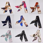 Petit foulard en soie pour femmes, nouvelle collection 2021, poignée imprimée, rubans de sac, marque de mode, foulard de tête, petits foulards longs et slim, vente en gros