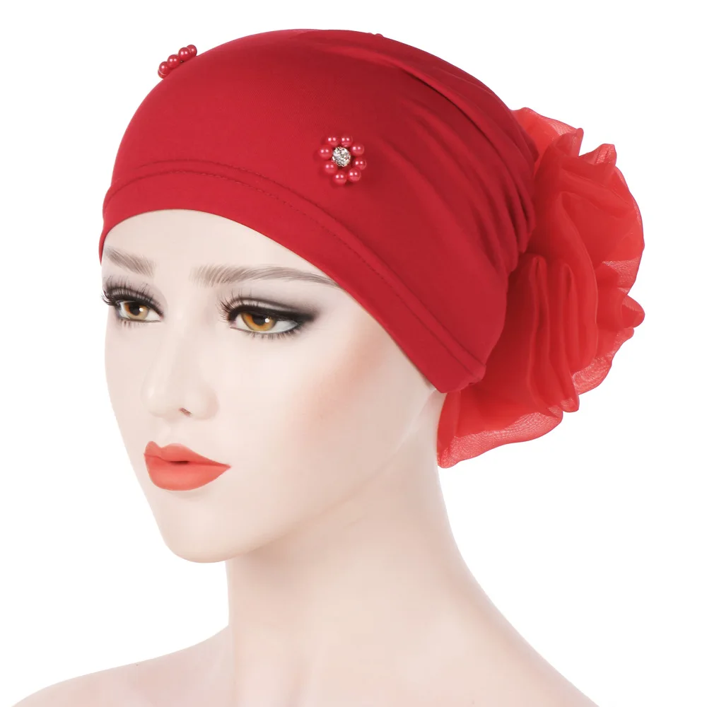 hijab musulman à couverture complète pour femmes, chapeau de perles élastiques, écharpe de tête, turban musulman, casquette pour filles