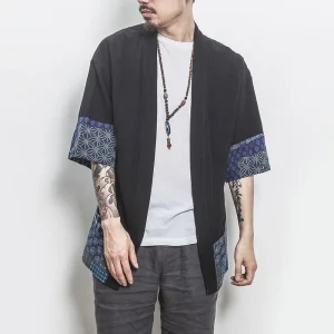 Kimono japonais pour hommes, costume de samouraï traditionnel, vêtements japonais, chemisier, chemise haori yukata, veste pour hommes ZZ0002