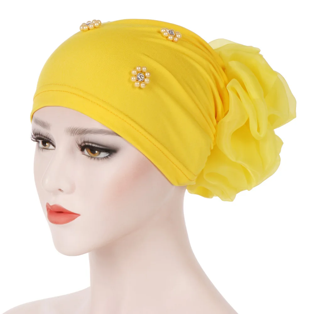 hijab musulman à couverture complète pour femmes, chapeau de perles élastiques, écharpe de tête, turban musulman, casquette pour filles
