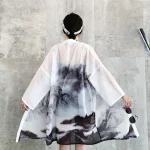 Kimono japonais pour femmes, cardigan d&rsquo;été, kimono chinois Harajuku, vêtements Kawaii, chemisier, chemise blanche Haori Obi