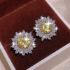 ensemble de bijoux en zircon pour femmes, diamant complet, jaune aaaa brillant, collier, bague, boucles d'oreilles, bijoux de mariée, 925