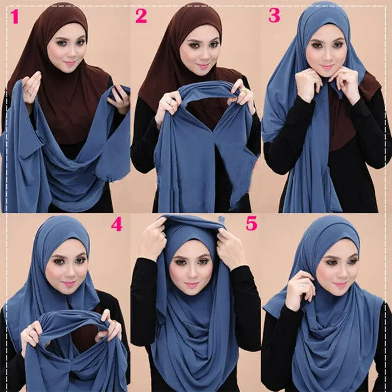 prêt à porter foulard musulman foulard femmes châle étole sans lacet jersey écharpe hijab extensible bandana châle couverture de voile islamique
