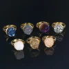 shinygem cristal naturel druzy opale plaqué or grande pierre gemme élégant taille réglable bijoux femmes bagues