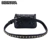 mode femme taille ceinture sac en cuir pu chaîne en métal ceinture téléphone pochette punk ceintures sac pour femmes tendance ceinture sac