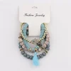 Ensemble de Bracelets Vintage pour femmes, breloques style bohémien, perles en pierre naturelle, pendentif pompon, 4 pièces/lot
