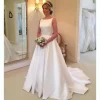 personnalisé automne robes novias boda robe de mariée satin robes de mariée pure robe hochzeitskleid bestidos para bodas sexy ivoire
