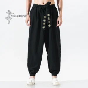 Pantalon Kimono Japonais Décontracté pour Homme, Vêtement Traditionnel Asiatique, Style MiStyle Brodé, Costume Harem