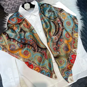 BYSIFA – foulard en soie naturelle 100% bleu rouge, Hijab pour femmes, grande écharpe carrée de marque à la mode, châles Paisley d&rsquo;automne et d&rsquo;hiver