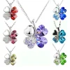 Collier de luxe en argent avec trèfle porte-bonheur, prix de gros, collier en cristal de Zircon cubique clair, bleu, rose, jaune, bijoux fins