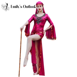 Costume de danse du ventre égyptien, robe Saidi à paillettes, Baladi Galabeya Fallahi Abaya, tenue de spectacle sur scène, ensemble de 4 pièces Costume de danse du ventre égyptien, robe Saidi à paillettes, Baladi Galabeya Fallahi Abaya, tenue de spectacle sur scène, ensemble de 4 pièces