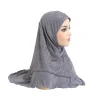 h126 hijab musulman amira avec dentelle pour femme, foulard islamique, couvre chef de haute qualité, taille moyenne, 65x60cm