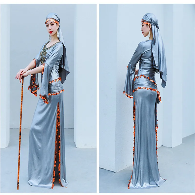 costume de danse du ventre égyptien, robe saidi à paillettes, baladi galabeya fallahi abaya, tenue de spectacle sur scène, ensemble de 4 pièces