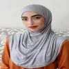 h037 jersey de coton de haute qualité plaine deux pièces tirer sur hijab écharpe islamique foulard prier foulards