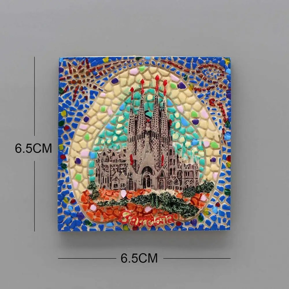 aimants pour réfrigérateur en mosaïque de barcelone, burj khalanza, dubaï, doré, myanmar, prague, san dibenzsan mar37, sirène thaïlandaise, cadeaux de décoration pour la maison