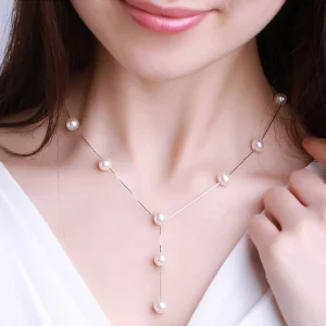 Ensemble de bijoux en perles blanches pour femmes, collier et boucles d&rsquo;oreilles élégants, accessoires de mariage, #228451