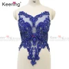 corps d'applique de broderie de strass bleu royal pour la robe de mariée wdp 295 choix populaire